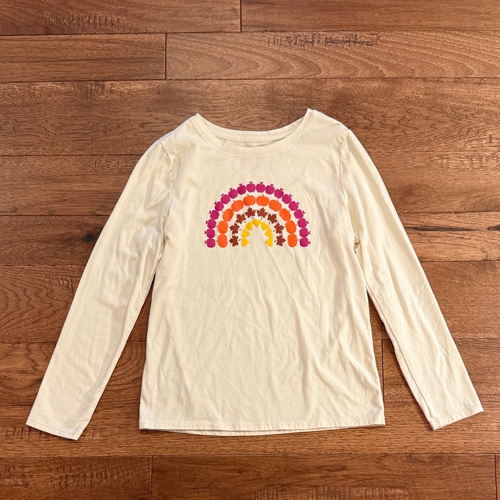 Cat & Jack Girls Long-Sleeve Fall Shirt - Pumpkins Apples Leaves - Size L 10/12